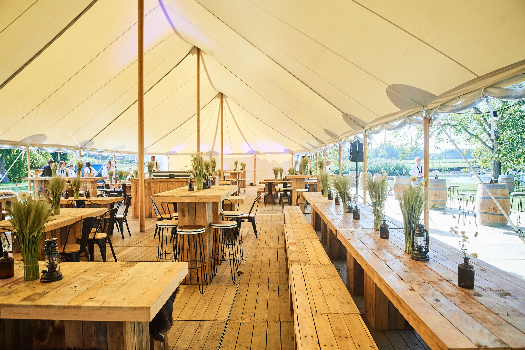 party tent with tables 